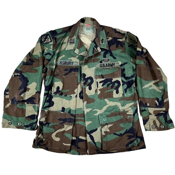 Vintage 90s Military US Army Camo Canvas Field Jacket Size Small Short - Picture 1 of 9